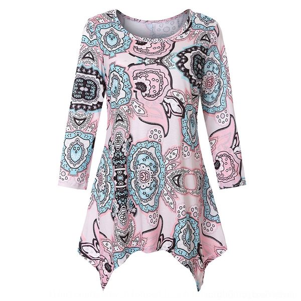 

6pdbg 2019 spring cropped sleeve women'sirregular t printed base 2019 spring printed sleeve tshirt irregular women's cropped base, White