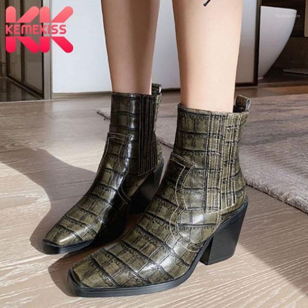 

boots kemekiss size 34-43 women high heel stone pattern strange ankle woman fashion winter shoes footwear1, Black