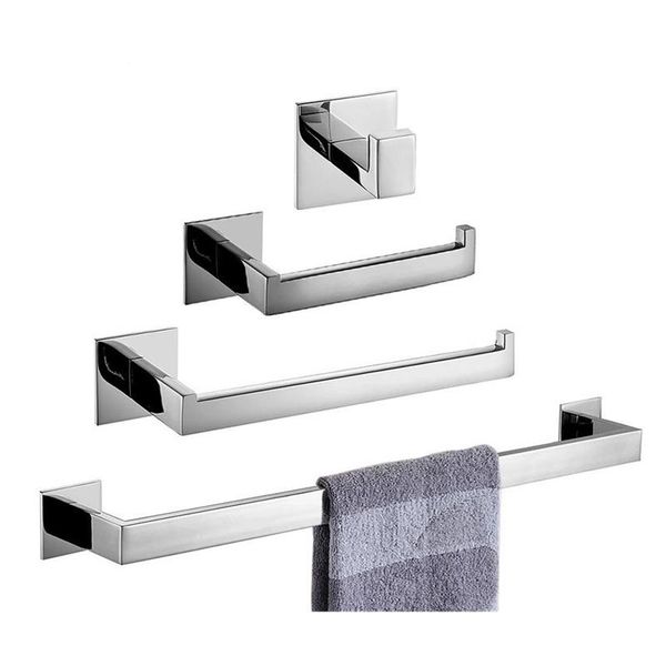 

nail chrome bathroom hardware 4pcs bathroom accessories stainless steel towel bar robe hook toilet paper holder towel ring qylyni