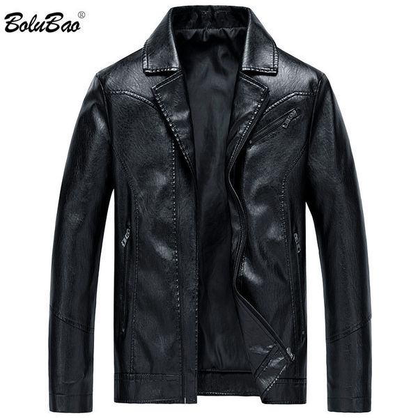 

bolubao winter men fashion leather jackets men's business casual motorcycle jacket male windproof leather suede jacket coat 201123, Black