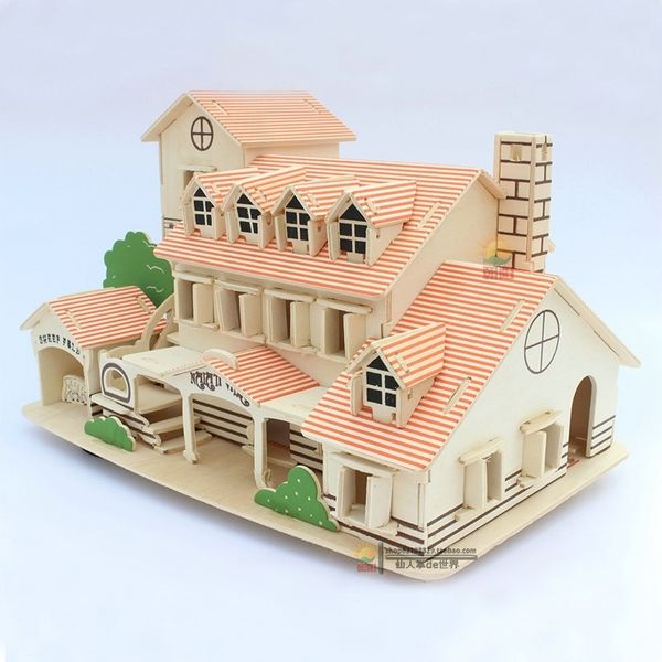 

3d jigsaw three-dimensional model decompression assembly building blocks small house girls use their brains and children's