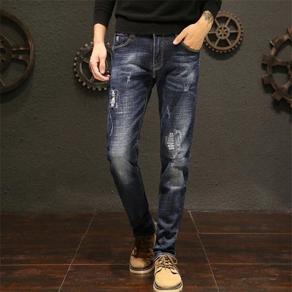 

2019 long length stylish jeans for men male pants 201118, Blue