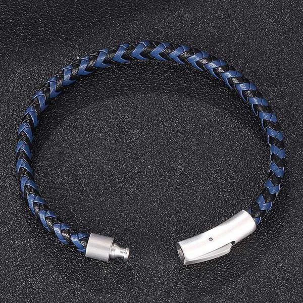 

new men fashion braided black blue bangles fashioncbo1leather for women jewelry snap charm bracelet gift bb523i8ei