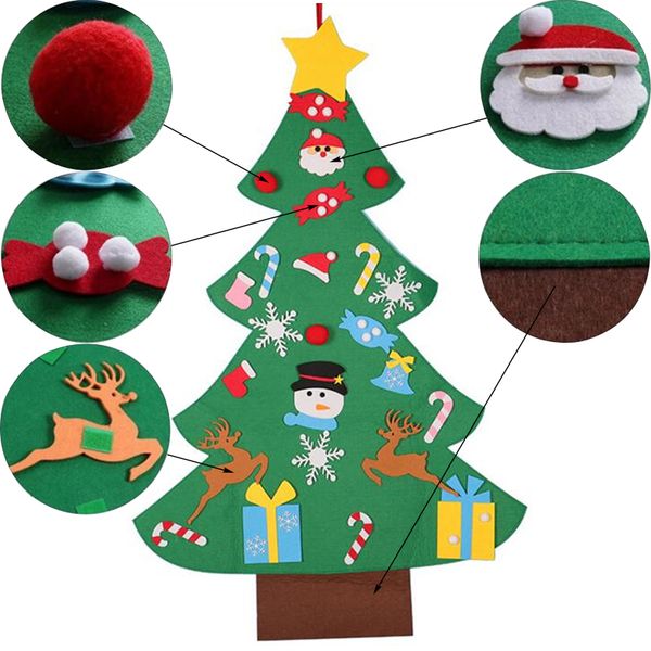 

felt diy 1pack christmas tree 3ft set + detachable ornaments wall hanging xmas gifts for christmas decorations
