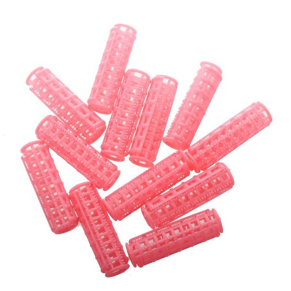 

hair straighteners 12 pcs pink plastic diy styling roller curlers clips, Black