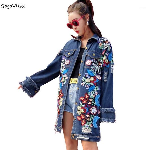

womens jean trenchcoat long sleeve women embroidery beading denim coat female coat kimono punk clothing for spring lt338s301, Tan;black