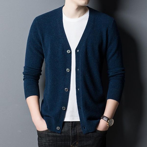 

men's sweaters 100% wool knit men casual single-breasted cardigan sweater coat s-3xl, White;black