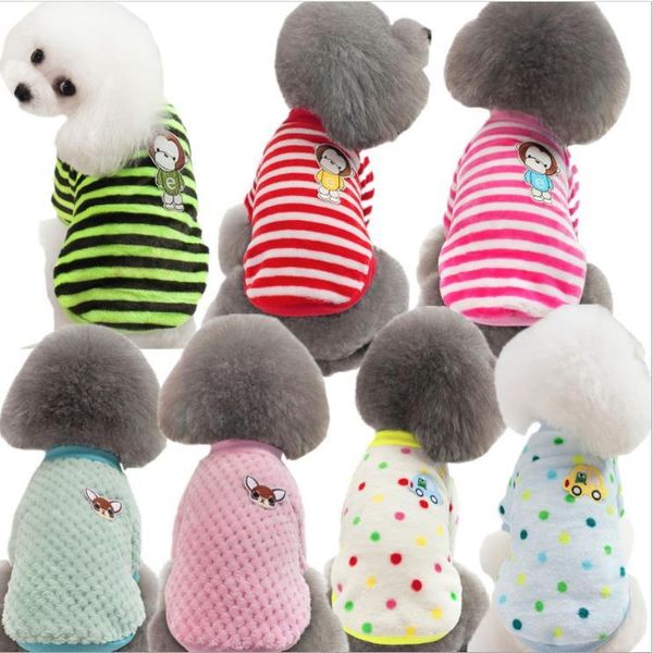 

pet dog cat clothes cute pet pajamas multi-color flannel warm cartoon series embroidery dog cat vest jumpsuit coat