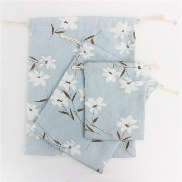 

gift wrap flower watermark handmade cotton linen bag storage coffee beans bags wedding party candy jewelry1