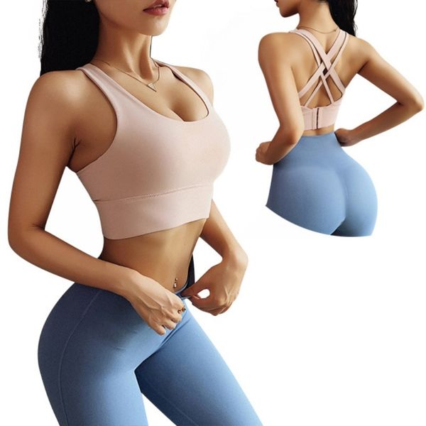 

women's cross beauty back adjustable sports ladies wirefull covering padded seamless gym brassiere push up bra, Red;black