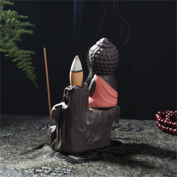 

creative inverted censer purple sand buddhist monk mountains and water ceramics incense burner arts and crafts home ornament 10hs h1
