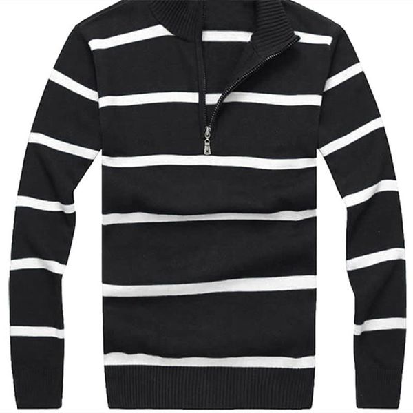 

warm small horse half zipper cotton stand-up collar sweater jersey jumper hombre pull homme men knitted sweaters, White;black
