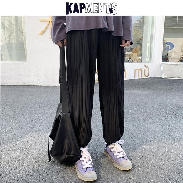 

kapments men japanese harajuku black pants 2021 baggy sweatpants mens spring vintage wide leg joggers male streetwear trousers