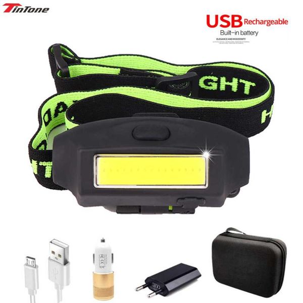 

6000lm headlight usb rechargeable built-in battery hat clip head lamp