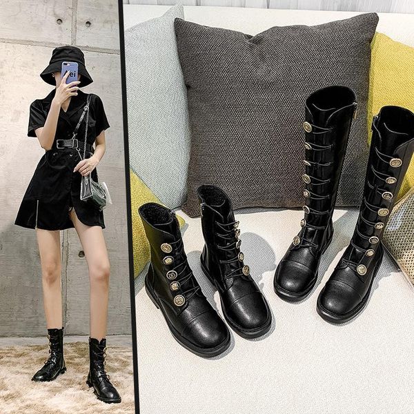 

boots long botos flat platform women shoes slim over the knee female autumn winter fashion lady thigh high, Black