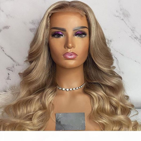 

ash blonde loose wave full lace human hair wigs 180density 4x4 silk base lace front wigs bleached knots for black women, Black;brown