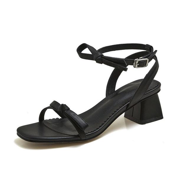 

ankle strap bowties women sandals 2021 new fashion sweet high heels summer shoes woman wedding party prom slip on shoes, Black