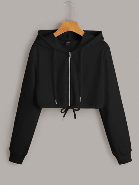 

zipper front solid sweatshirt i0al#, White;black
