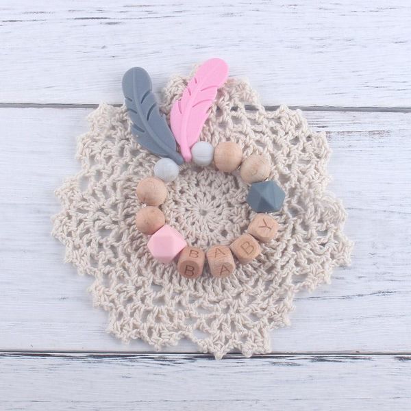 

for bracelet nipple xcqgh silicone chain baby feather pacifier set feeding holder bottle clips teether infant qyliov mywjqq