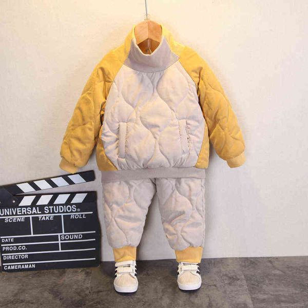 

bear leader thickened hooded cotton suit autumn and winter new men's and women's baby plus velvet two-piece children's jacket, White