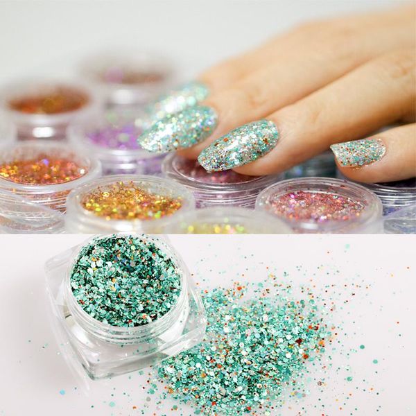 

holographic diamond platinum diy nail flakes dust manicure laser silver glitter sequins nail art decorations, Silver;gold