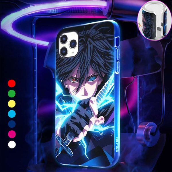

naruto sasuke mobile case, enhanced led light, suitable for vip 12, mini, 11 pro, xs, max, xr, x, se, 2020, 7, 8, led, flash, tpu