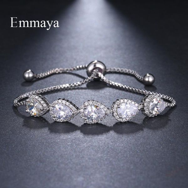

emmaya brand fashion luxury charm three colors water drop adjustable crystal zircon bracelets for woman elegance wedding gift, Black