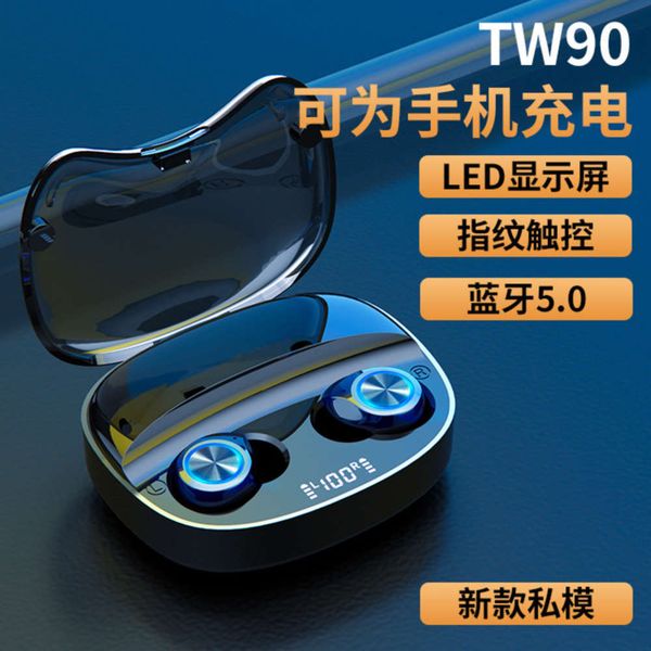 

display digital bluetooth 5.0 headset wirels sports tw90 new year gift