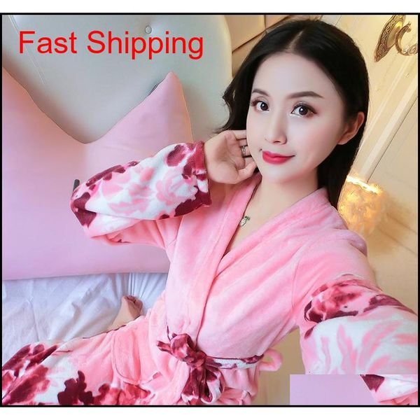

winter new student robe with plush warm solid color print casual women's sing qyloon bdesports