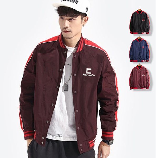 

2020 new fashion baseball jackets men stand collar bomber jacket spring autumn mens slim fit streetwear coat chaqueta hombre, Black;brown
