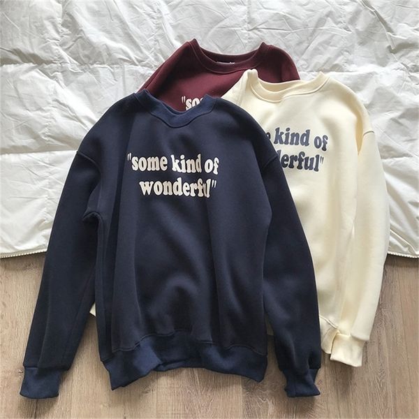 

solid color hooded women's sweatshirt long-sleeved winter velvet thickening women hooded black 201211