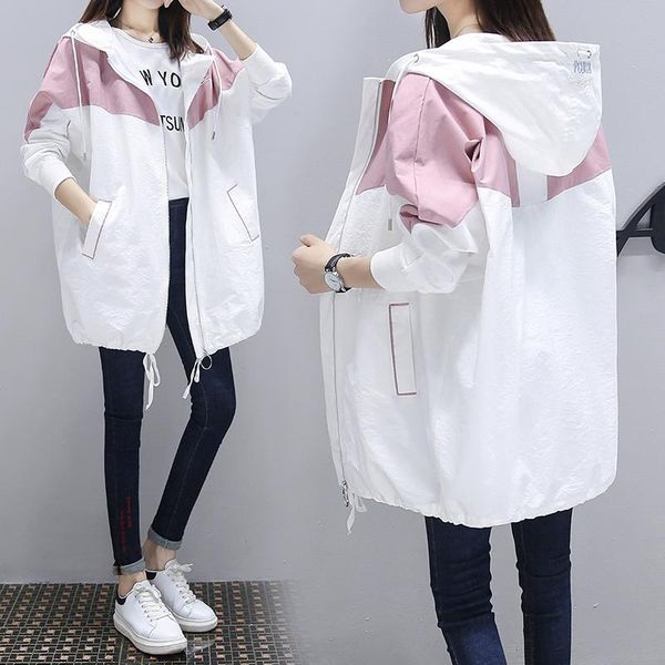 

women's trench coats autumn 2021 korean version loose large size hooded student windwear mid-long outerwear female spring, Tan;black