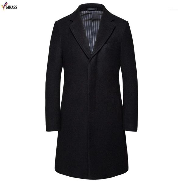 

2020 men winter long trench coat men's casual warm thick wool blends woolen coat male cardigan jacket overcoat manteau homme1, Tan;black