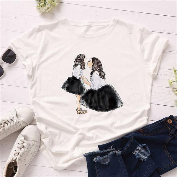 

women clothes 2021 summer vogue print love super mom tshirt harajuku kawaii casual comfortable soft white kawaii top