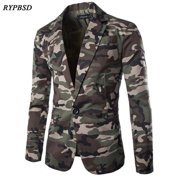 Giacca mimetica da uomo Primavera Autunno Abiti slim fit per uomo Monopetto Manica lunga Vintage Camo Giacca casual da uomo Cappotti 220310