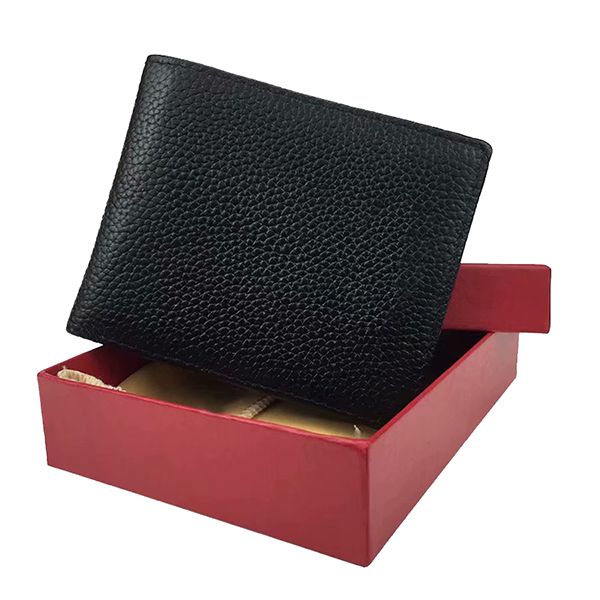 

italian luxury designer mens wallet business credit card holder short paragraph leather wallet pocket with box wholesale price, Red;black