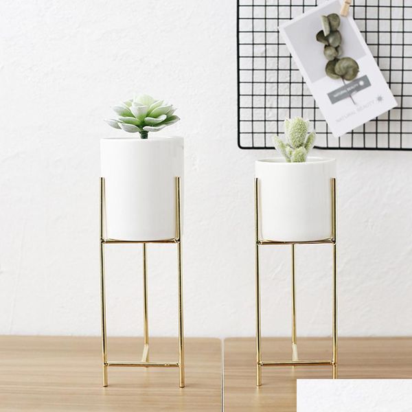 

ins pot flower vase minimalist ceramic water pot green planter set metal candle holder jllxup mx_home