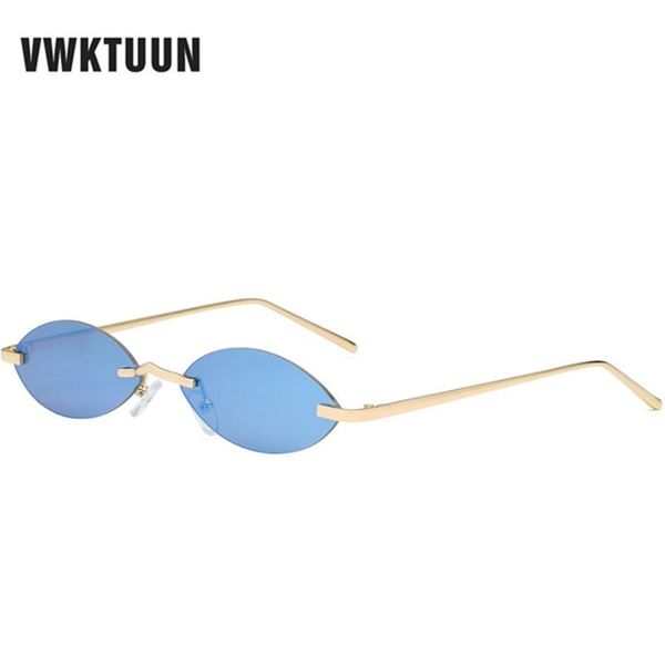 

sunglasses vwktuun women oval shades vintage small sun glasses for ladies metal frame mirror uv400 rimless sunglass, White;black