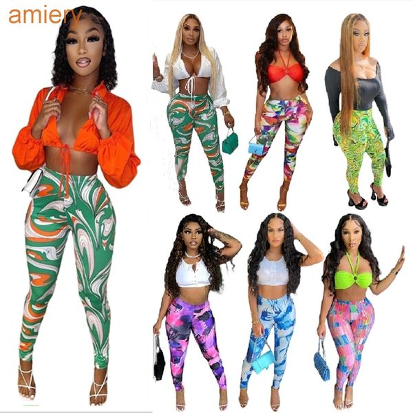 

2022 designer womens clothing casual leggings elastic yoga pants tie dye slim sports trousers print jogging pants, Black