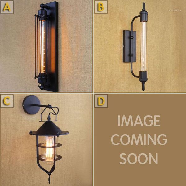 

wall lamp american vintage iron loft e27 black lights for hallway sconce retro indoor1