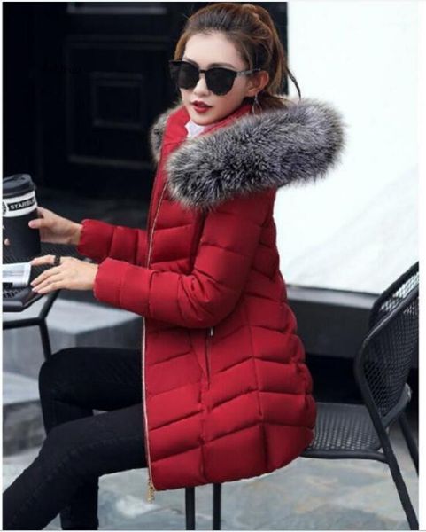

s-3xl women's down jacket casual cotton women's winter jacket hoodie long parkas women fur collar warm female coat1, Black