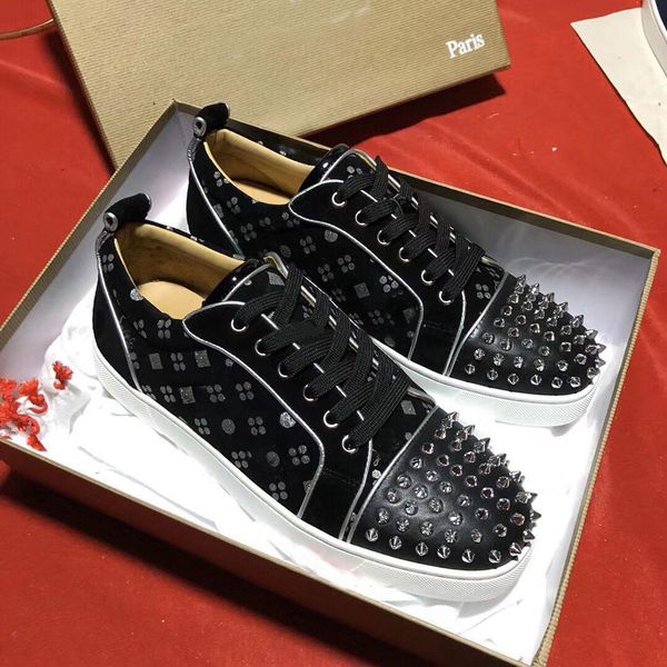 

новый прибыл limit кроссовок low top юниор red bottom мягкой замшу с плоской обувью марки вышивки timeless новичок шипы orlato мужской, Black