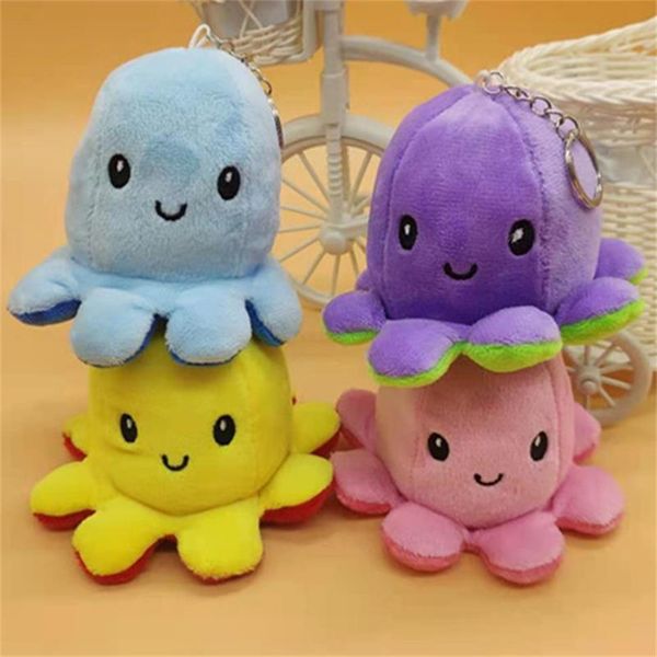 

новый обратимый flip octopus beychain плюшевые влюбленные куклы игрушки симуляторы животных сумка подвески двухсторонние игрушки ключевые це, Red;brown