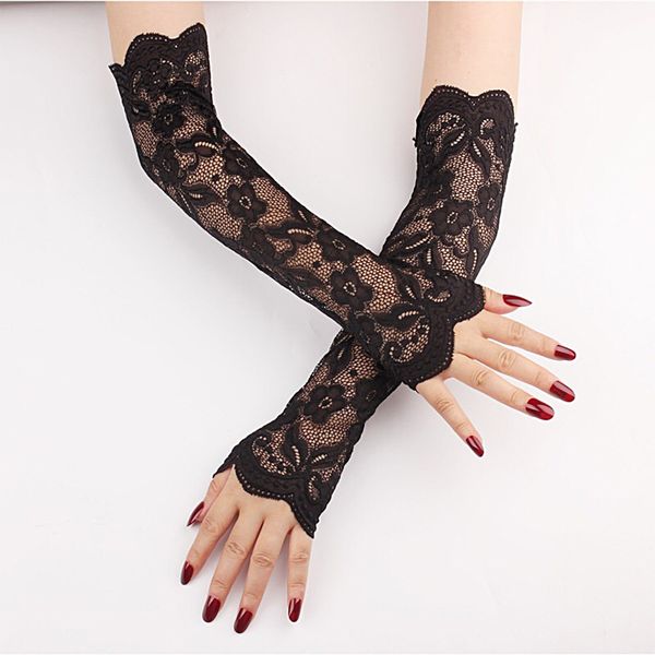 

fingerless sun long for women floral lace summer uv protection arm warmers sleeves sunscreen outdoor gloves, Blue;gray
