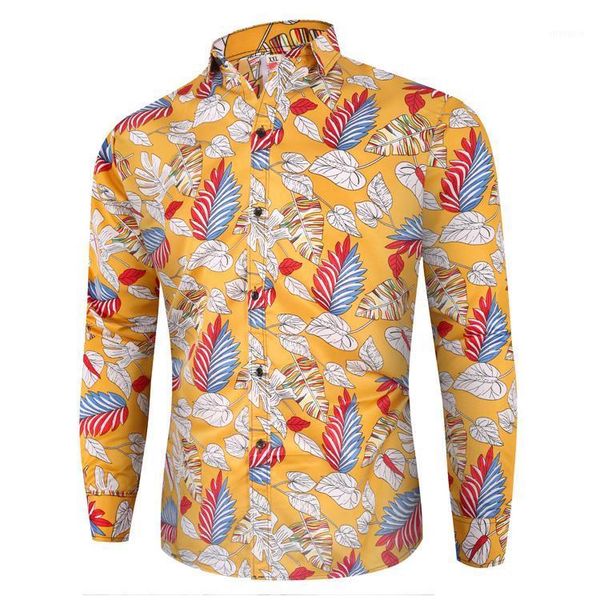 

flower men shirt dress long sleeve grey yellow blue floral shirt men for party dinner hawaiian blouse new1, White;black