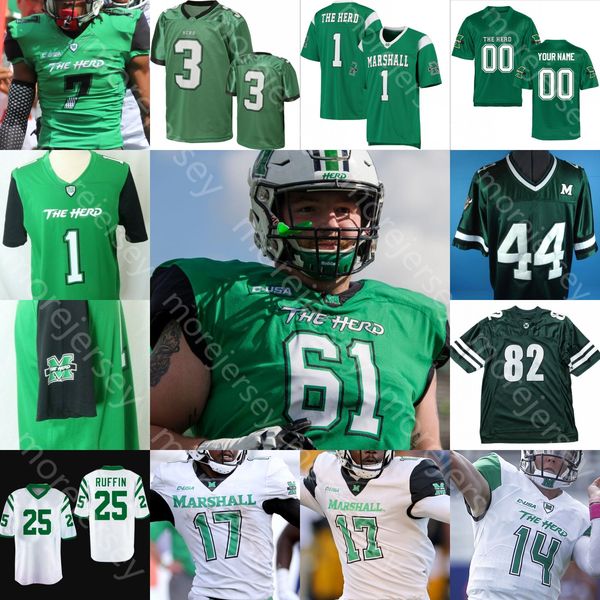 

custom marshall thundering herd football jersey ncaa college darius hodge marquis couch vinny curry oliver dobson left chad pennington, Black;red