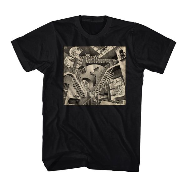 

m.c. escher relativity men's black t-shirt sport hooded sweatshirt hoodie