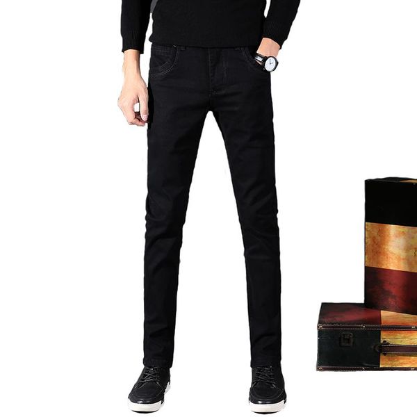 

classic fashion man black stretch jeans slim men casual skinny pencil jean hommes hombre male denim pants, Blue