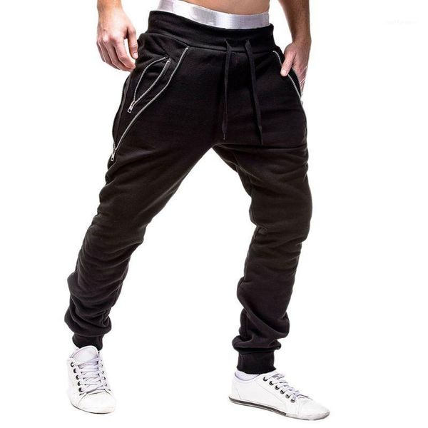 

mens slim fit tracksuit gym sport skinny jogging joggers sweat pants trousers d08e1, Black