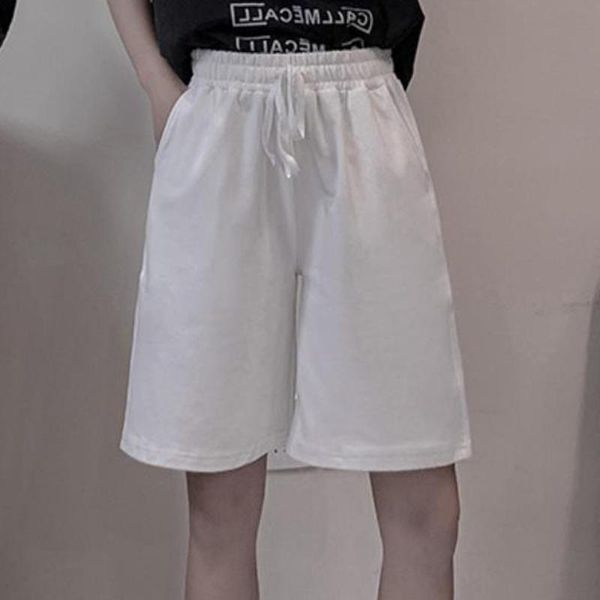 

women's shorts woman summer long high waisted pocket cotton short pants sweatshorts harajuku bf style loose womens knee length, White;black